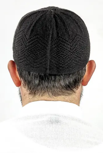 Orlon Knitted Winter Wool Beret Skullcap Baklava Pattern K.Brown - 2