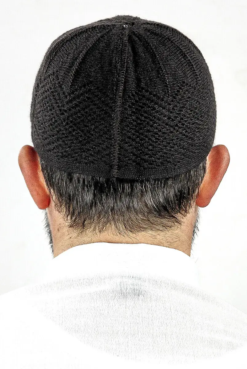 Orlon Knitted Winter Wool Beret Skullcap Baklava Pattern K.Brown - 2