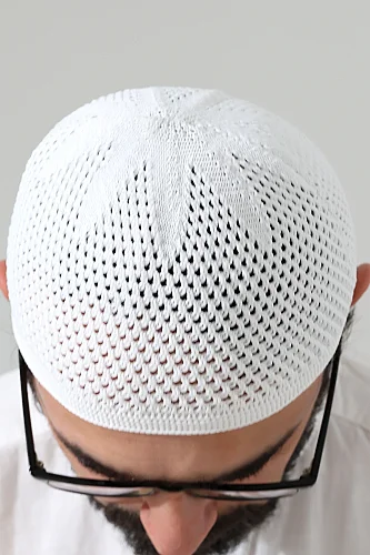 Örme Esnek Orlon Namaz Takke - Beyaz - 5