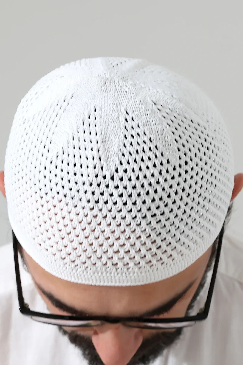 Örme Esnek Orlon Namaz Takke - Beyaz - 5