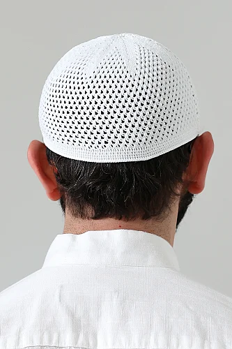 Örme Esnek Orlon Namaz Takke - Beyaz - 6