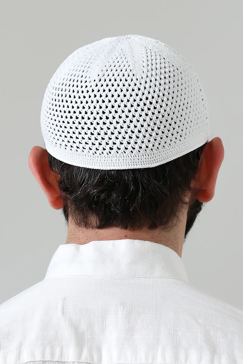 Örme Esnek Orlon Namaz Takke - Beyaz - 6