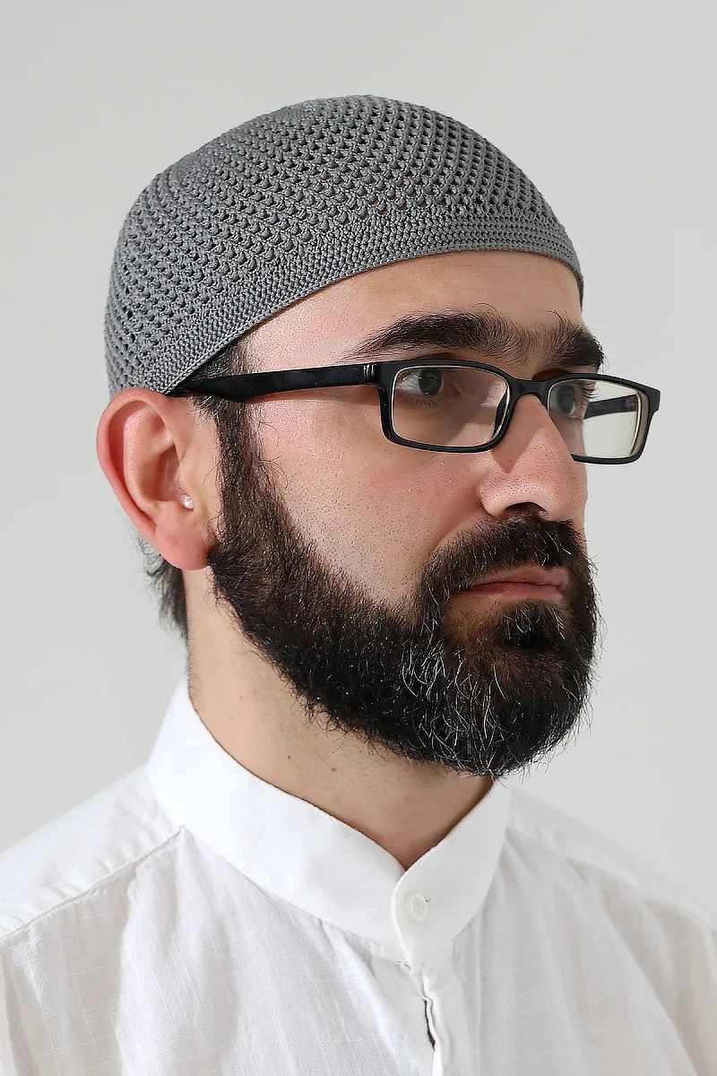 Örme Esnek Orlon Namaz Takke - Gri - 3