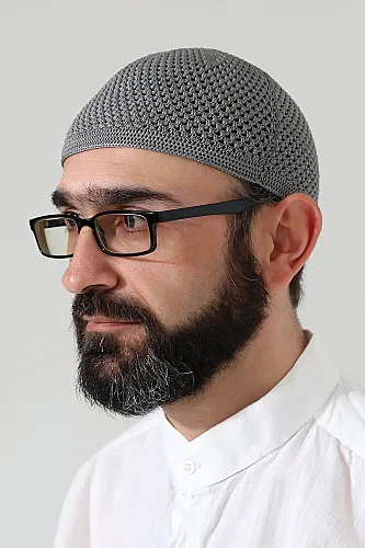 Örme Esnek Orlon Namaz Takke - Gri 