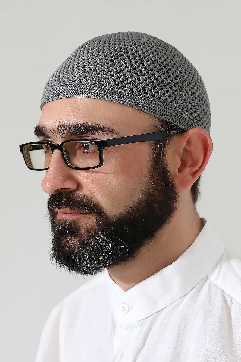 Örme Esnek Orlon Namaz Takke - Gri - 1