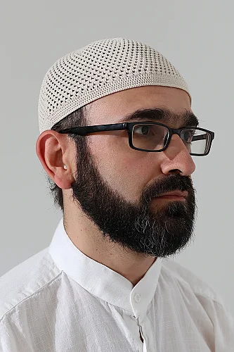 Örme Esnek Orlon Namaz Takke - Krem - 3