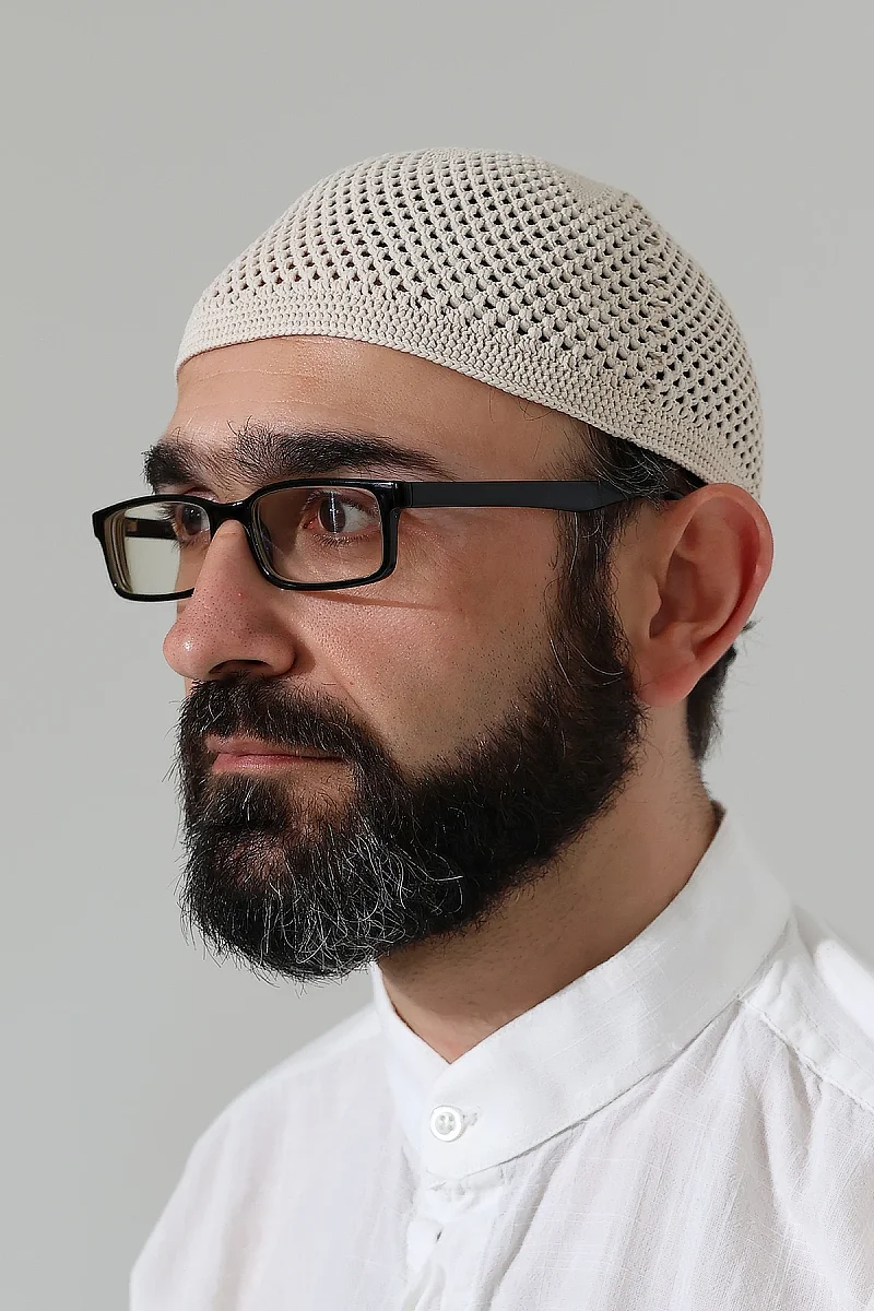 Örme Esnek Orlon Namaz Takke - Krem - 1