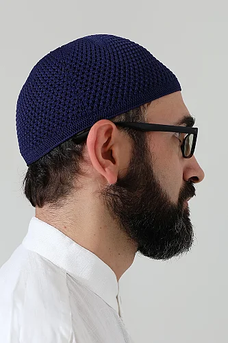 Örme Esnek Orlon Namaz Takke - Lacivert - 3