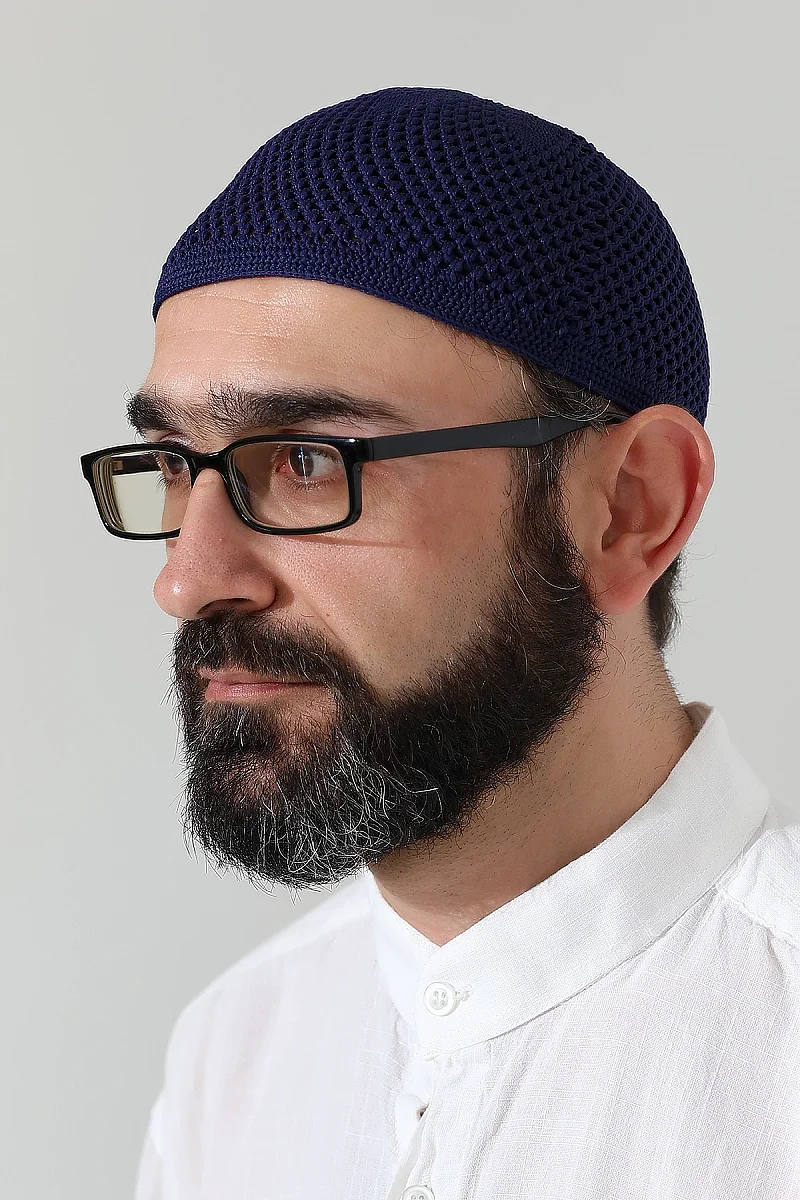 Örme Esnek Orlon Namaz Takke - Lacivert - 1