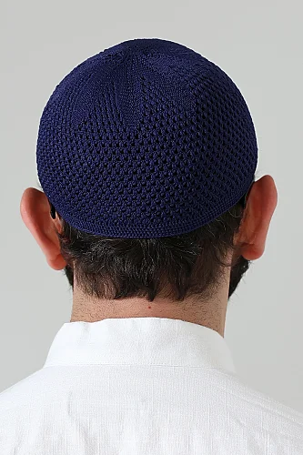 Örme Esnek Orlon Namaz Takke - Lacivert - 6