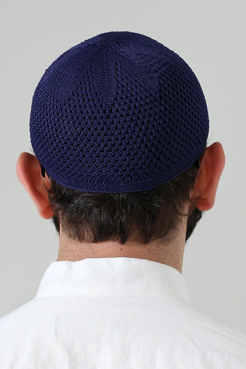 Örme Esnek Orlon Namaz Takke - Lacivert - 6