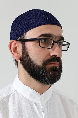 Örme Esnek Orlon Namaz Takke - Lacivert - 7