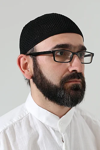Örme Esnek Orlon Namaz Takke - Siyah - 3