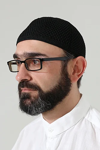 Örme Esnek Orlon Namaz Takke - Siyah 