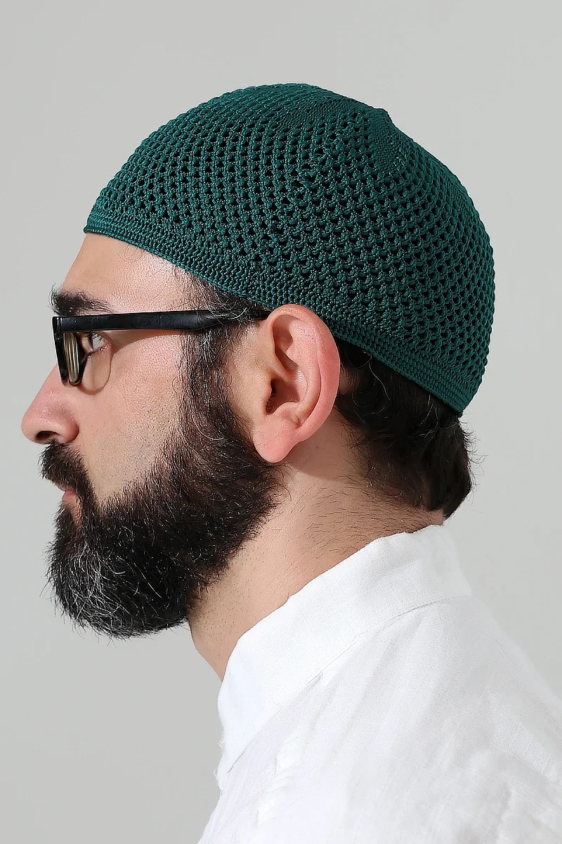 Örme Esnek Orlon Namaz Takke - Yeşil - 5