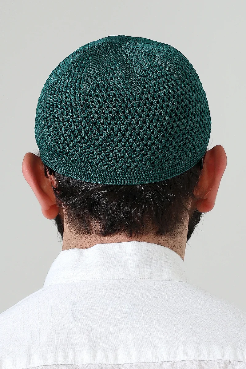 Örme Esnek Orlon Namaz Takke - Yeşil - 7