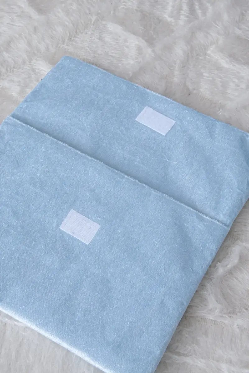 Orta Boy Kuranı Kerim Kadife Taşıma Çantası Mavi - 3