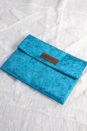 Orta Boy Kuranı Kerim Kadife Taşıma Çantası Petrol - ihvanonline (1)