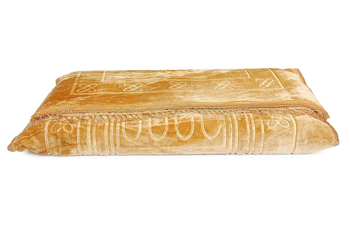 Ortopedik Minderli Seccade Kaymaz Tabanlı Yumuşak Dokulu Rahat Secde Seccadesi - Gold - 6