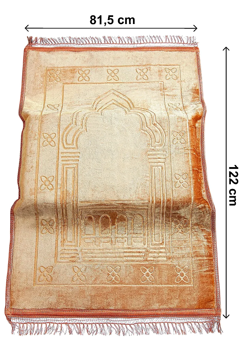 Ortopedik Minderli Seccade Kaymaz Tabanlı Yumuşak Dokulu Rahat Secde Seccadesi - Gold - 2