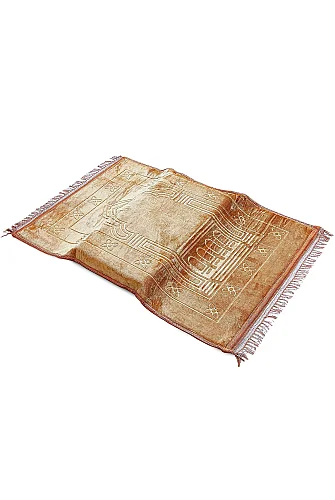 Ortopedik Minderli Seccade Kaymaz Tabanlı Yumuşak Dokulu Rahat Secde Seccadesi - Gold - 8