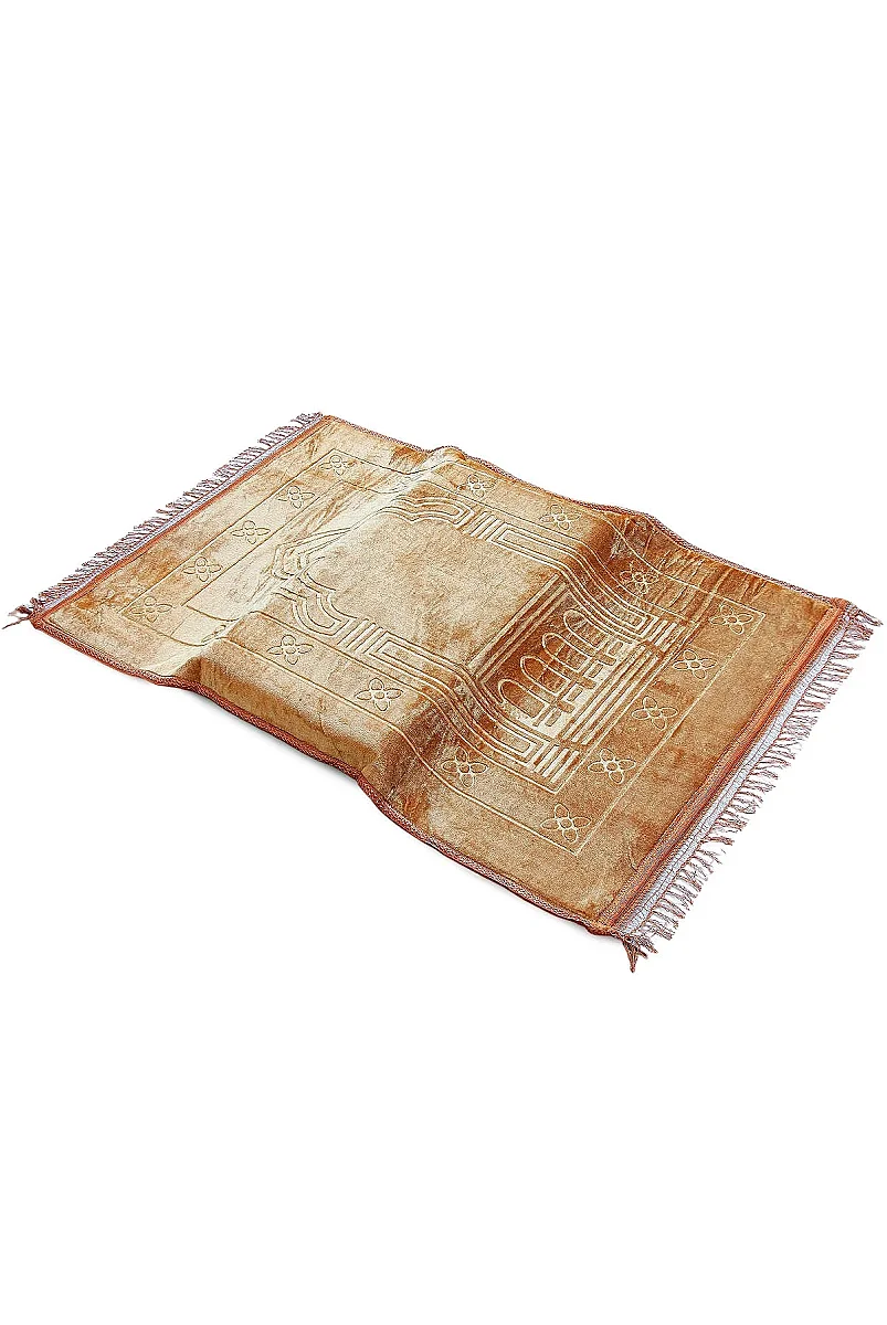 Ortopedik Minderli Seccade Kaymaz Tabanlı Yumuşak Dokulu Rahat Secde Seccadesi - Gold - 8