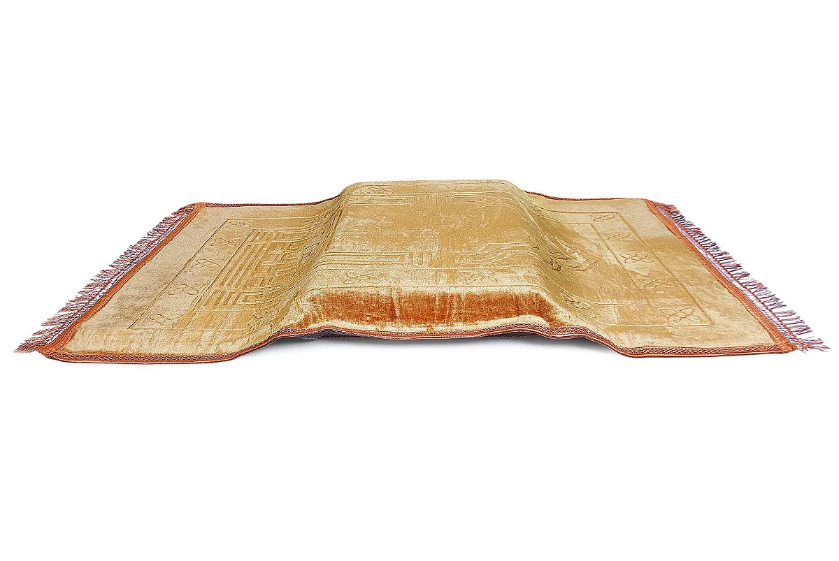 Ortopedik Minderli Seccade Kaymaz Tabanlı Yumuşak Dokulu Rahat Secde Seccadesi - Gold - 9