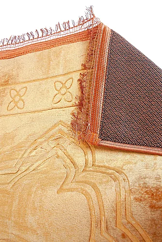 Ortopedik Minderli Seccade Kaymaz Tabanlı Yumuşak Dokulu Rahat Secde Seccadesi - Gold - 10