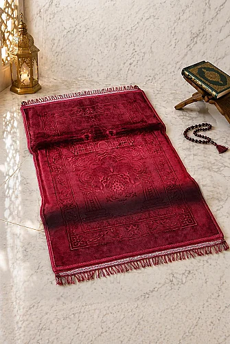 Ortopedik Minderli Seccade Kaymaz Tabanlı Yumuşak Dokulu Rahat Secde Seccadesi - Kırmızı - 4