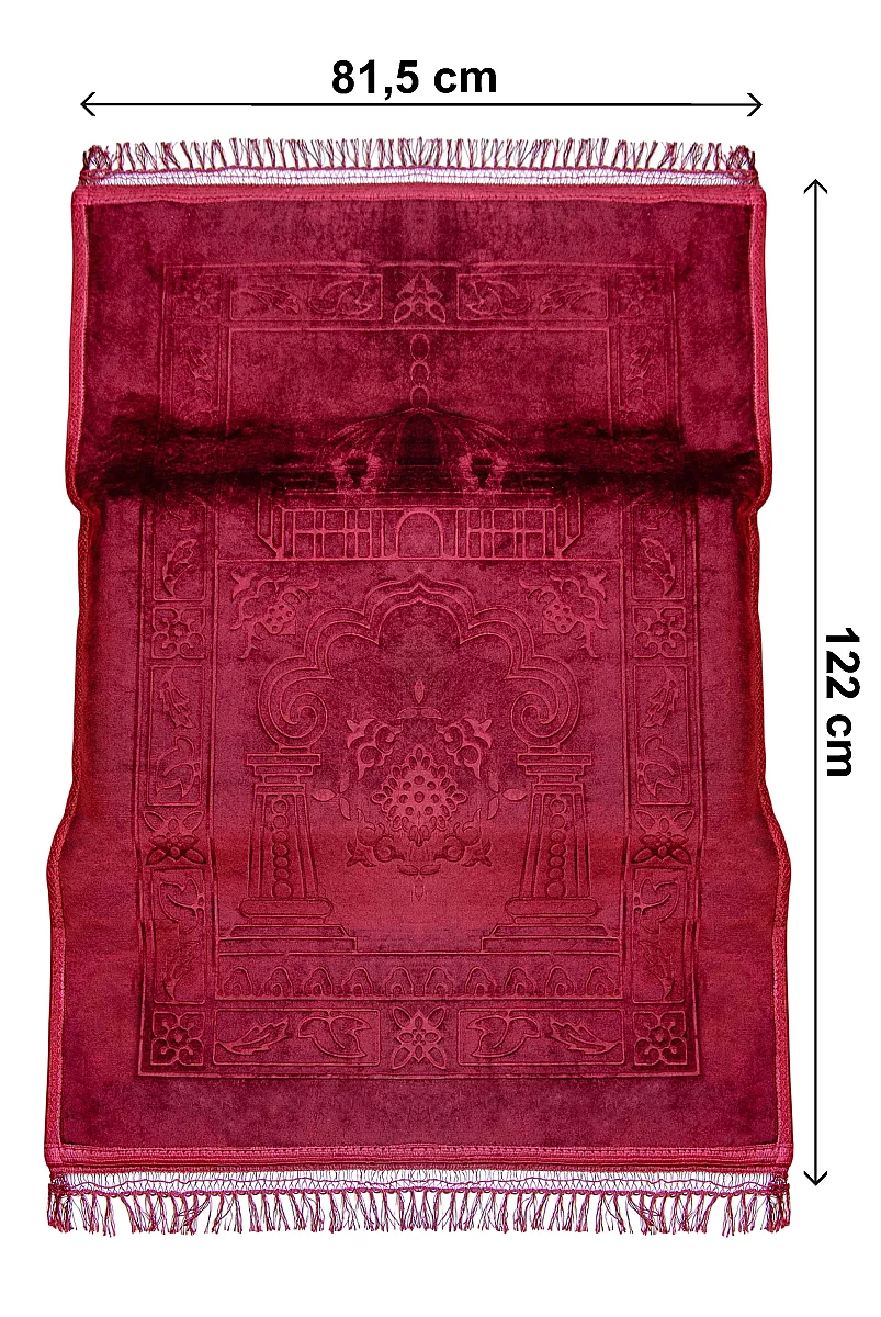 Ortopedik Minderli Seccade Kaymaz Tabanlı Yumuşak Dokulu Rahat Secde Seccadesi - Kırmızı - 3