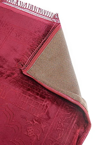 Ortopedik Minderli Seccade Kaymaz Tabanlı Yumuşak Dokulu Rahat Secde Seccadesi - Kırmızı - 10