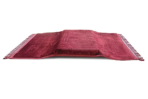 Ortopedik Minderli Seccade Kaymaz Tabanlı Yumuşak Dokulu Rahat Secde Seccadesi - Kırmızı - 12