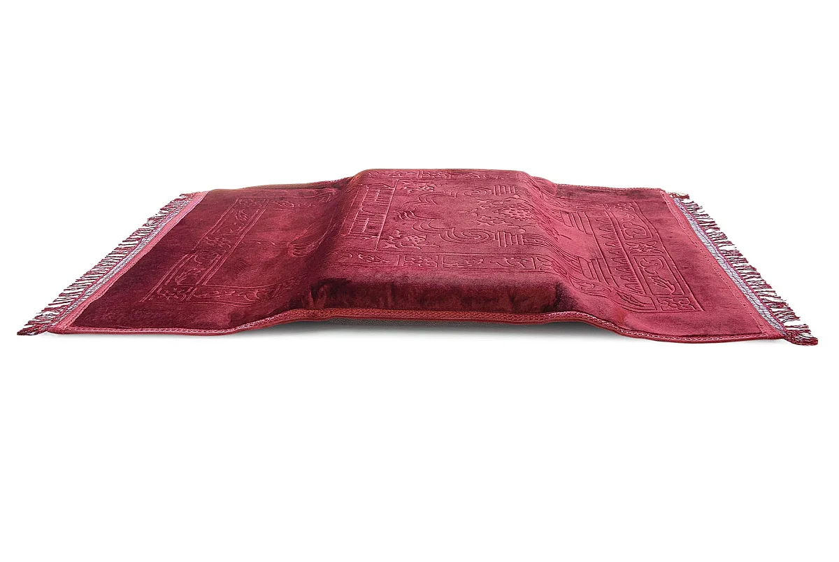 Ortopedik Minderli Seccade Kaymaz Tabanlı Yumuşak Dokulu Rahat Secde Seccadesi - Kırmızı - 12