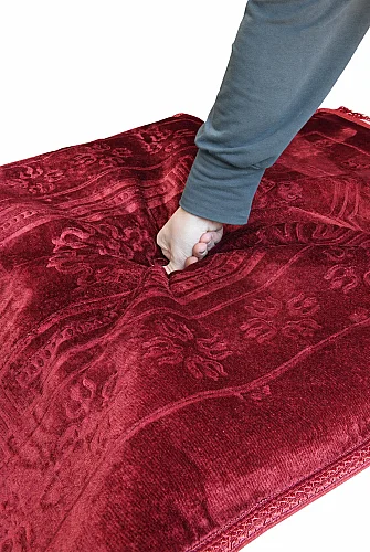 Ortopedik Minderli Seccade Kaymaz Tabanlı Yumuşak Dokulu Rahat Secde Seccadesi - Kırmızı - 14