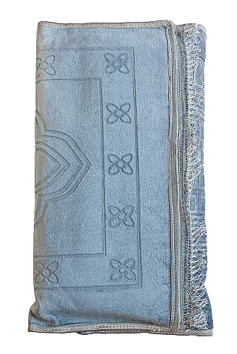 Ortopedik Minderli Seccade Kaymaz Tabanlı Yumuşak Dokulu Rahat Secde Seccadesi - Mavi - 4