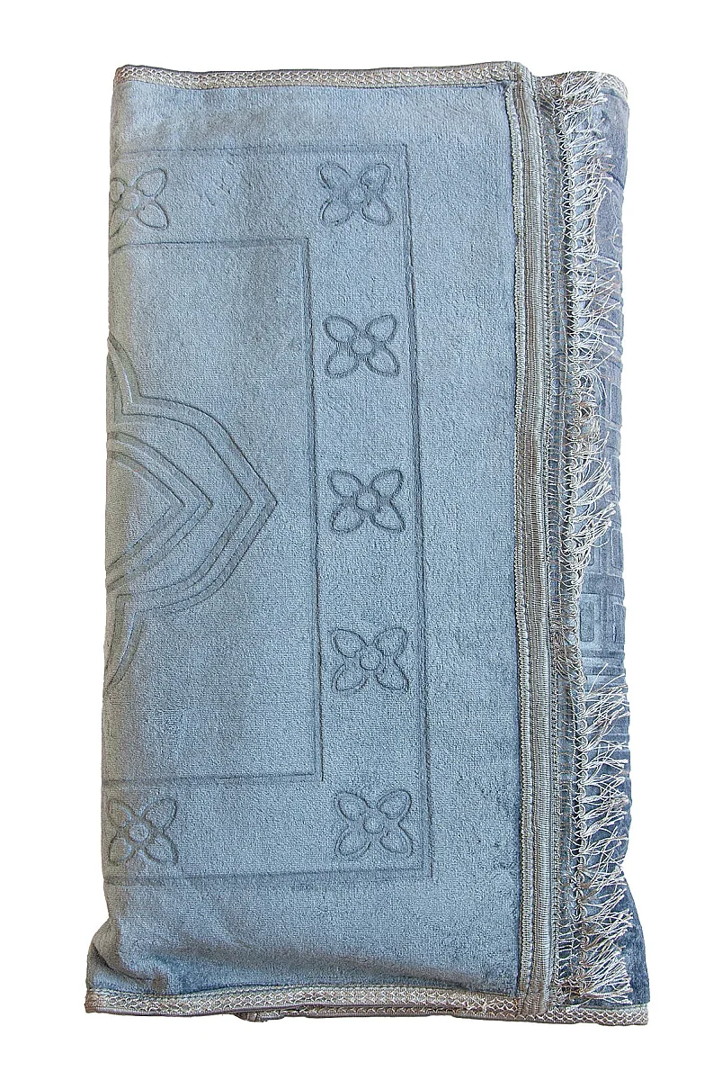 Ortopedik Minderli Seccade Kaymaz Tabanlı Yumuşak Dokulu Rahat Secde Seccadesi - Mavi - 4