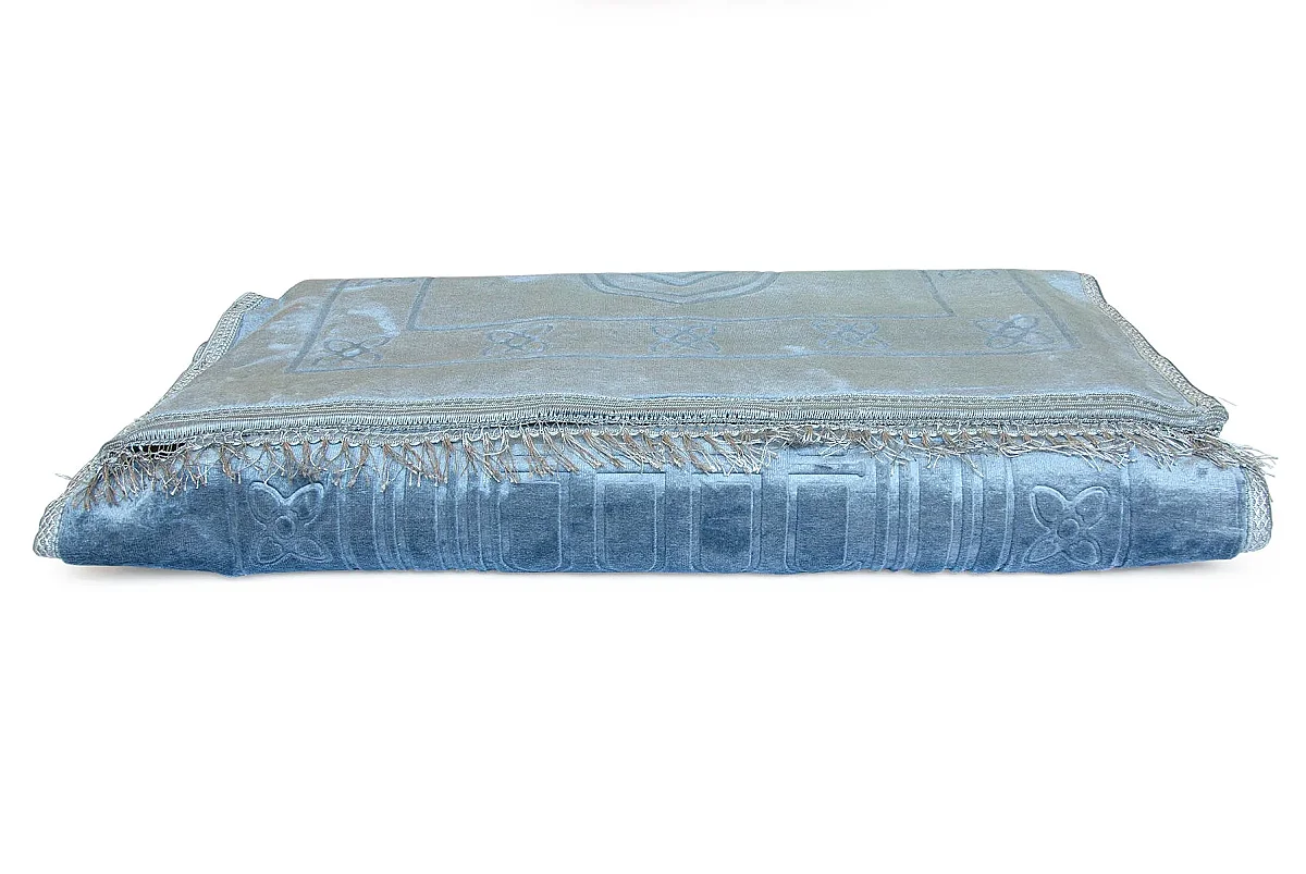 Ortopedik Minderli Seccade Kaymaz Tabanlı Yumuşak Dokulu Rahat Secde Seccadesi - Mavi - 5