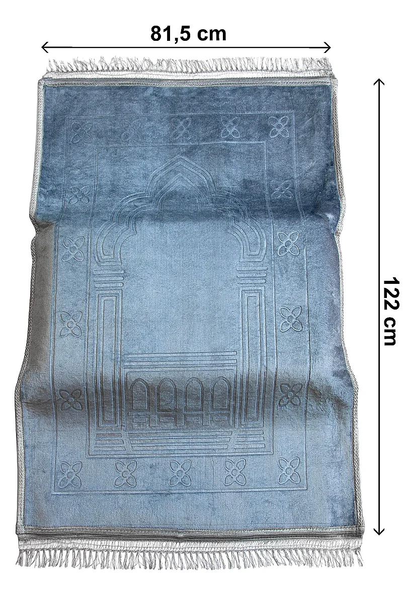 Ortopedik Minderli Seccade Kaymaz Tabanlı Yumuşak Dokulu Rahat Secde Seccadesi - Mavi - 7