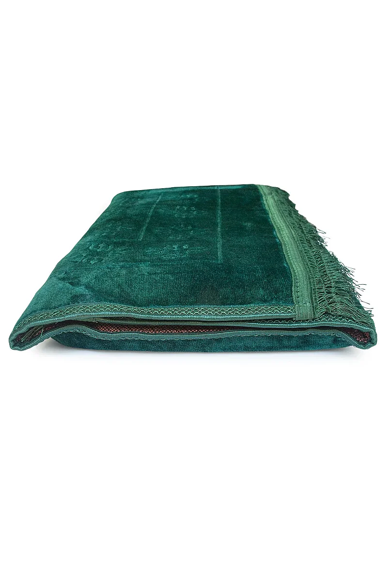 Ortopedik Minderli Seccade Kaymaz Tabanlı Yumuşak Dokulu Rahat Secde Seccadesi - Yeşil - 8