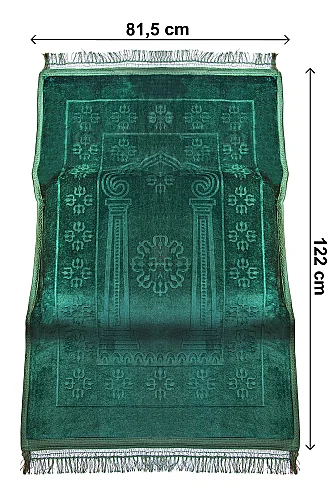 Ortopedik Minderli Seccade Kaymaz Tabanlı Yumuşak Dokulu Rahat Secde Seccadesi - Yeşil - 10