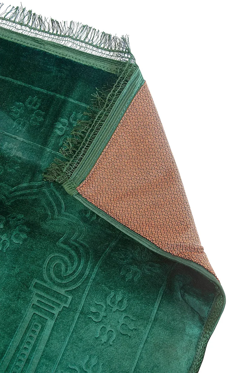 Ortopedik Minderli Seccade Kaymaz Tabanlı Yumuşak Dokulu Rahat Secde Seccadesi - Yeşil - 11