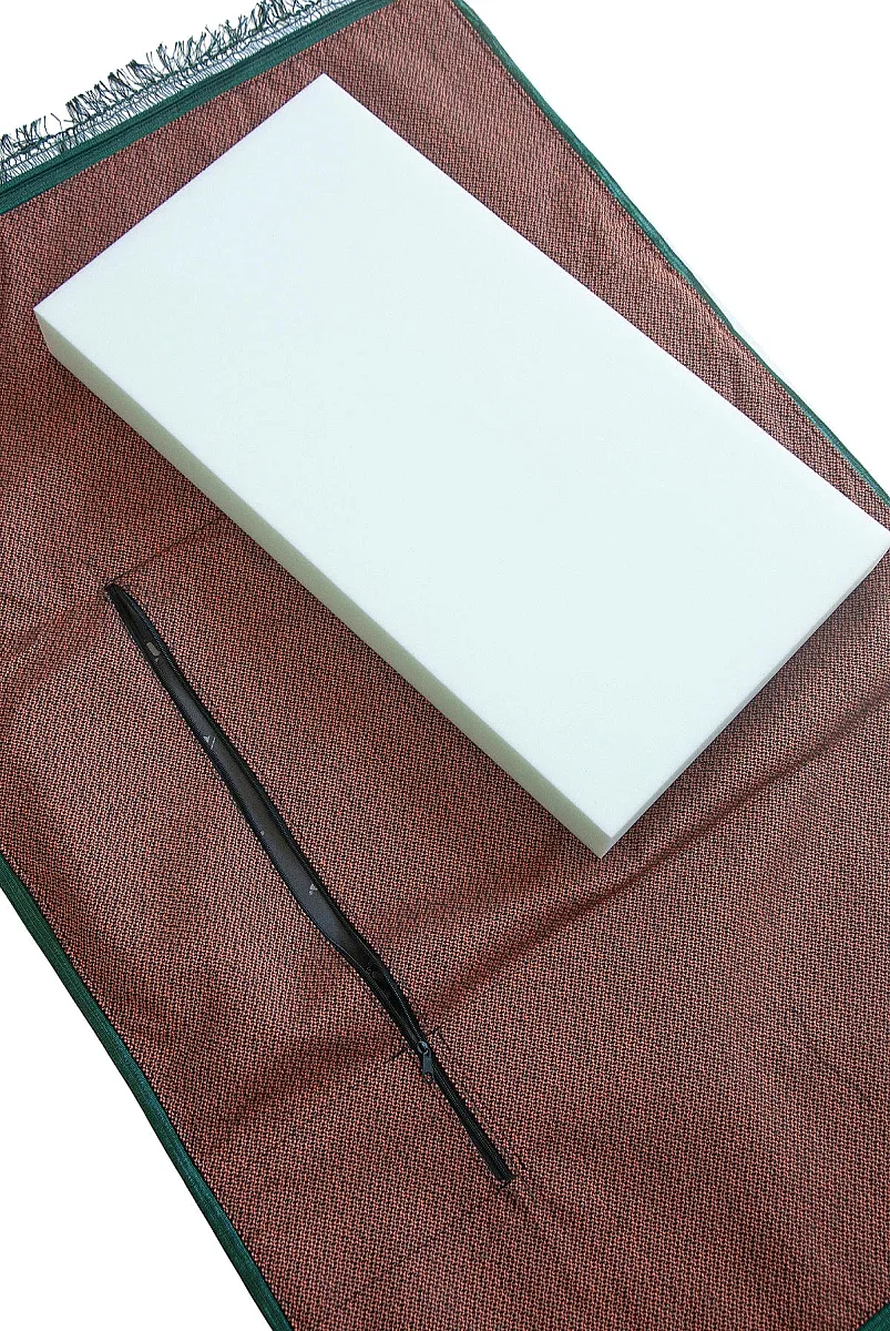 Ortopedik Minderli Seccade Kaymaz Tabanlı Yumuşak Dokulu Rahat Secde Seccadesi - Yeşil - 13