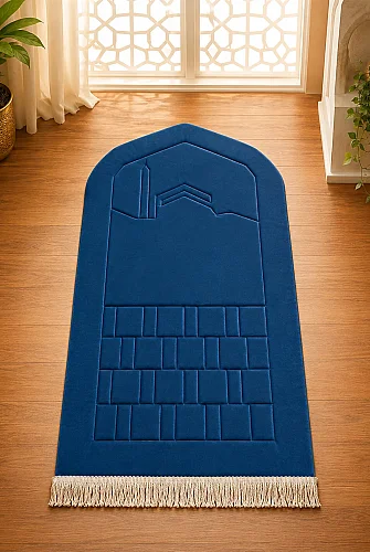 Ortopedik Süngerli Seccade Kalın Yumuşak Namaz Seccadesi, Diz ve Eklem Destekli Lüks Seccade Lacivert - ihvanonline (1)