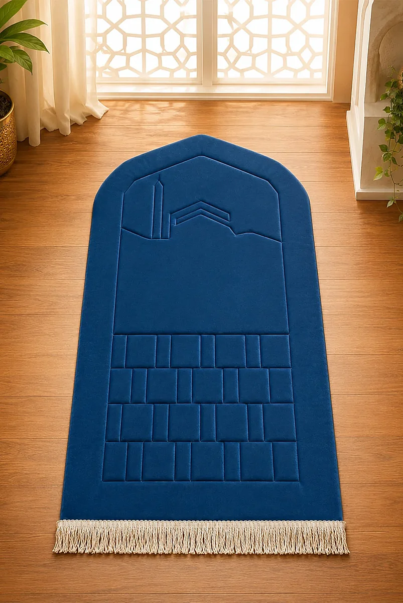 Ortopedik Süngerli Seccade Kalın Yumuşak Namaz Seccadesi, Diz ve Eklem Destekli Lüks Seccade Lacivert - 2