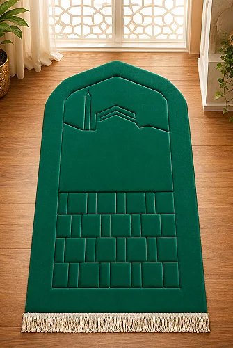 Ortopedik Süngerli Seccade Kalın Yumuşak Namaz Seccadesi, Diz ve Eklem Destekli Lüks Seccade Yeşil - ihvanonline (1)