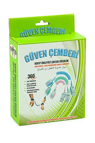 Özel Kilit Sistemli Kayıp Önleyici Çocuk Güvenlik Bilekliği 360° Dönebilir - Yeşil - 8