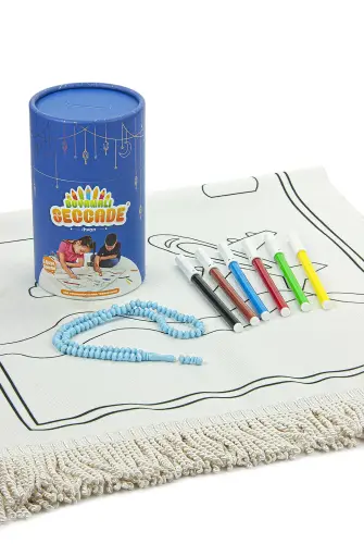 Painted Washable Educational Religious Toy Children's Prayer Mat Set Blue - 9