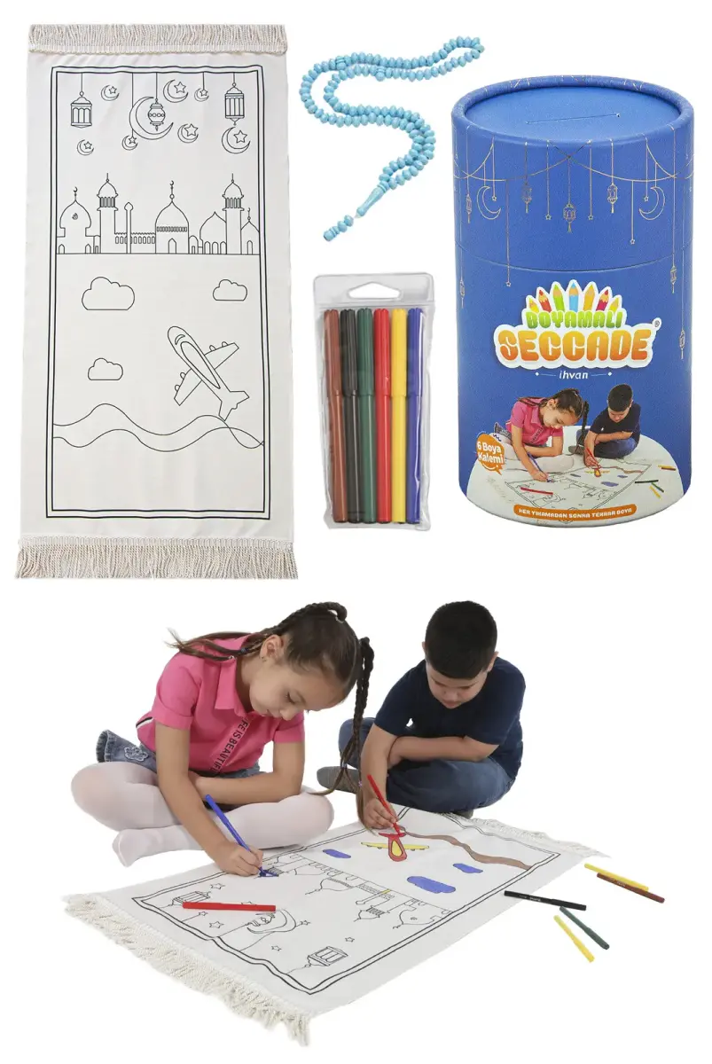 Painted Washable Educational Religious Toy Children's Prayer Mat Set Blue - 4