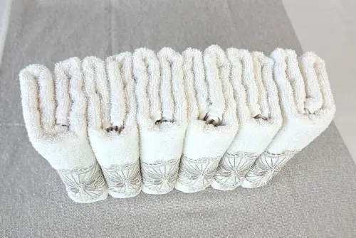 %100 Pamuklu, Hediyelik, Mevlüt ve Çeyizlik Lüks Kutulu Güpürlü 6'lı Havlu Seti - 7