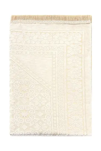 Patterned Chenille Prayer Rug - Cream Color - 3